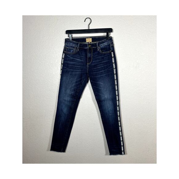 Driftwood Dark Wash Marilyn Embroidered Boho Skinny Jean Size 27 - Picture 1 of 8